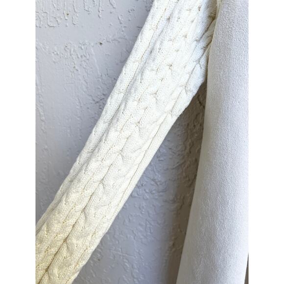 Dolce Cabo Cable Knit Faur Fur Shawl Collar Open Front Sweater Cream Womens S - Picture 3 of 7